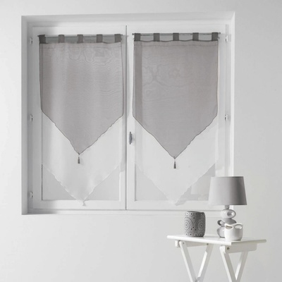 Douceur d'intérieur Krátká záclona s poutky DUO, voál, s třásněmi, 2 kusy 60 x 120 cm šedá