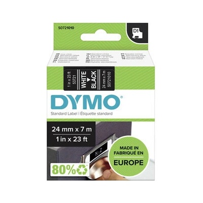 Páska do tiskárny štítků DYMO, 53721, S0721010, 24mm, 7m, bílý tisk/černý podklad, D1, O 53721