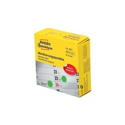 Etikety kruhové 10mm Avery zelené v dispenzore