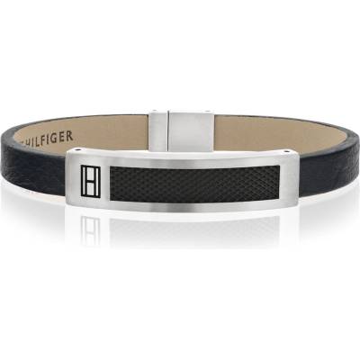 Tommy Hilfiger Černý kožený náramek pro muže 2701061