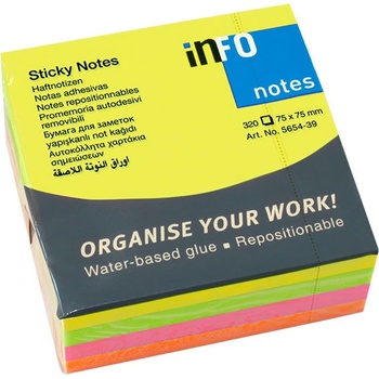 INFO NOTES Самоз лист Info Notes Неон 75х75mm 320 л (1901020-58-5654-39)