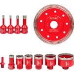  Боркорони Diamond Dry M14 Ø6-68mm комплект 12 бр. с диск, адаптер и алуминиев куфар (157866)