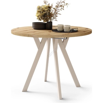 Mazzoni Разтегателна трапезна маса ARTUR дъб artisan/бежова (MZ0113)