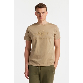 Gant tričko Reg Tonal Shield SS T-Shirt hnedé