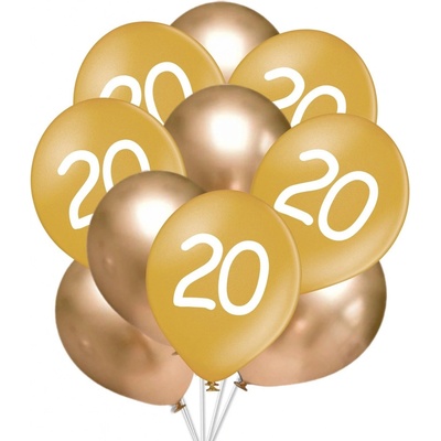 Balonky.cz Balónky 20 narozeniny zlaté 30 cm mix