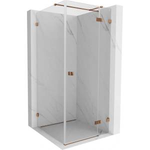 Mexen Lunar T душ кабина сгъваема дясна 90 х 90 см, прозрачна, розово злато - 834T-090-090-60-00-P (834T-090-090-60-00-P)