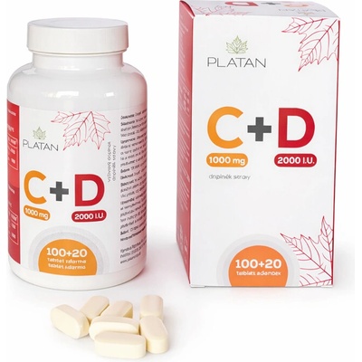 Platan Vitamín C 1000 mg + D 2000 I.U. 120 tabliet