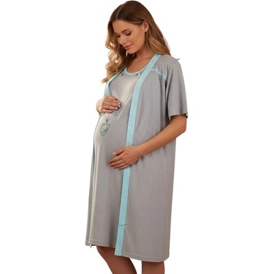 Сив комплект за бременност и кърмене със слонче