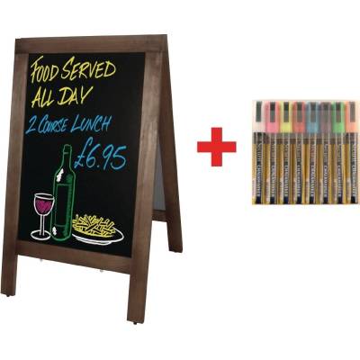 Gastrofans Pouliční tabule Olympia 50 x 85 cm, hnědá + křídové popisovače zdarma
