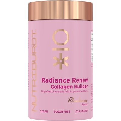 Nutriburst Advanced Radiance Renew Collagen Builder žvýkací měkké tobolky pro rozjasnění pleti příchuť Blueberry 60 ks