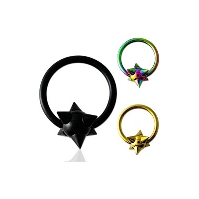 Piercingate piercing kroužek koule s hroty PKR00106 černá