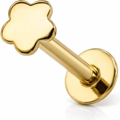 Šperky Eshop - Zlatý piercing 14K labret do rtu s květem S5GG279.06