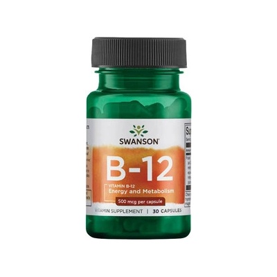 Swanson Vitamin B-12 Cyanocobalamin 500 mcg 30 kapsúl