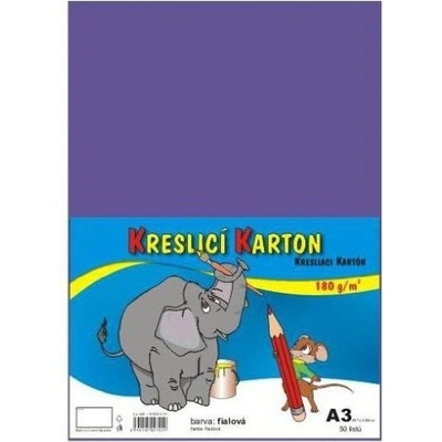 Karton kreslicí A3, 180 g, fialový, 50 ks
