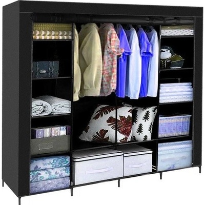 Šatní skříň dvojitá látková skládací 170x170cm Ruhhy 23740, černá – Zboží Mobilmania