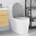 vidaXL Тоалетна седалка Сив 47 x 36 x 3, 4 см Дуропласт (42002367)