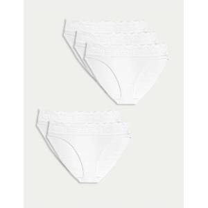 Marks & Spencer Памучни дантелени бикини с ликра, 5 пакета Marks & Spencer бяло Marks & Spencer | Byal | ЖЕНИ | 10