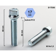 Kolový šroub M14x1,5x50 koule R12, klíč 17, S17D50R12; výška 69