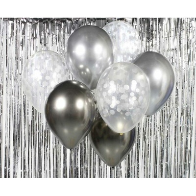 Sada latexových balónov chromovaná strieborná , 30 cm GoDan