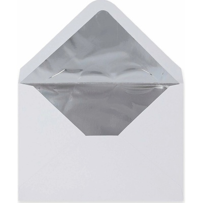 Vystlané obálky - 114 x 162 mm (C6) - Bílá + Stříbrná fólie