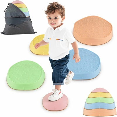 Costway Balančné kamene stohovateľné okrúhle 5ks PASTEL