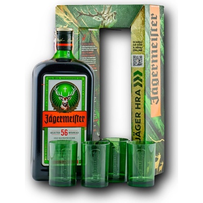 Jägermeister 35% 0,7 l (darčekové balenie 4 poháre)