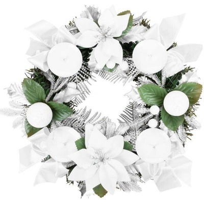 MagicHome Veniec Vianoce adventný biely 25 cm