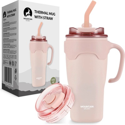 Mountain Goat termohrnek s brčkem 650 ml růžový