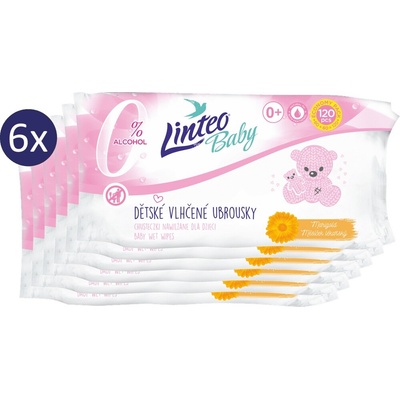 Linteo vlhčené utierky pre bábätká s nechtíkom 6 x 120 ks