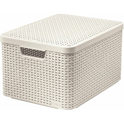 Curver Style úložný box s vekom 33 x 44,5 x 25 cm krémovobiely