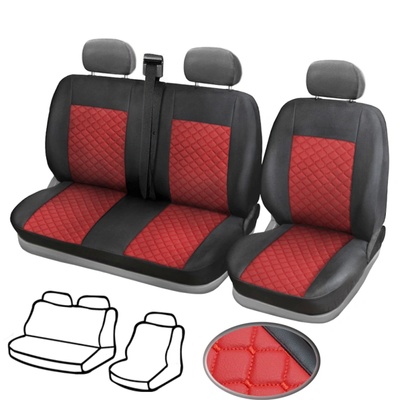 Тапицерия за бус, черна с червено Premium SS 2+1