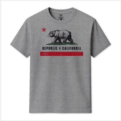 Republic of California Тениска Republic of California Men's Old Flag T-Shirt - Grey Marl