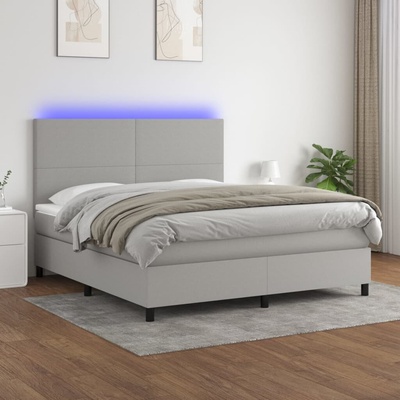 vidaXL 11461.3134725 Boxspring postel s matrací a LED světle šedá textil