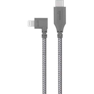 Moshi Integra USB-C to Lightning Cable 90-Degree - сертифициран USB-C към Lightning кабел за Apple устройства с Lightning порт (150 см) (сив)