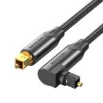 Vention Toslink оптичен, (аудио, 90 градуса, алуминий, черен), 5 м, кабел