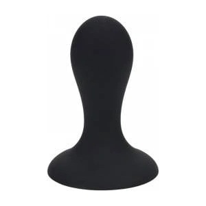  Single Rattle Liquid Silicone Anal Plug - S - Black