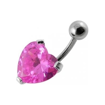 Šperky4U stříbrný piercing do pupíku srdíčko BP01012-P