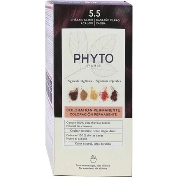 PHYTO Безамонячна боя за коса Светло кафяв махагон , Phyto Color Permanent Color 5.5 Chatain Clair Acajou 50 ml