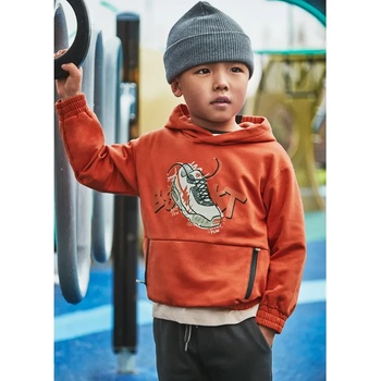 Mayoral Ватиран анцуг суичър без цип bskt в оранжев цвят и черен спортен панталон за мини момче Mayoral