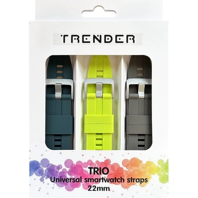 Trender Каишки Trender - Trio Bundle, 22 mm, 3 броя, зелени/сива (TR-TRIO12)