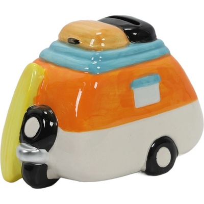 Home Styling Collection Barevná keramická pokladnička s cestovním motivem oranžová