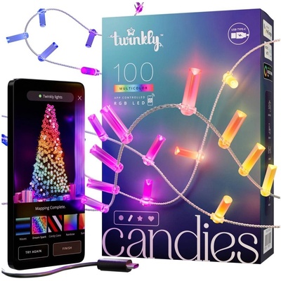 Twinkly TWKC100RGB-T LED RGB Stmívatelný vánoční řetěz 100xLED 8 m USB Wi-Fi TW0047