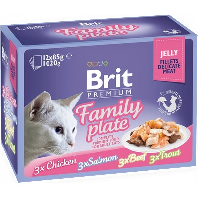 Brit Premium Cat Pouch Family Plate Jelly - паучове в желе за котки с различни вкусове 12 броя х 85 гр