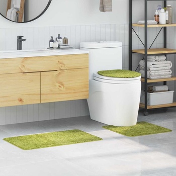 vidaXL Комплект антислип килими за баня 3 pcs Зелен 50 x 50 cm ПП (4019869)