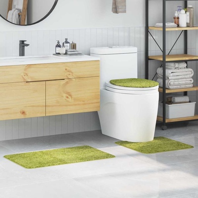 vidaXL Комплект антислип килими за баня 3 pcs Зелен ПП (4019869)