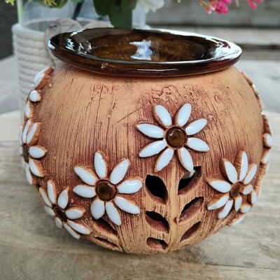 Nebe doma aroma lampa s větvičkou a kopretinami 13 cm světlá – Zboží Dáma