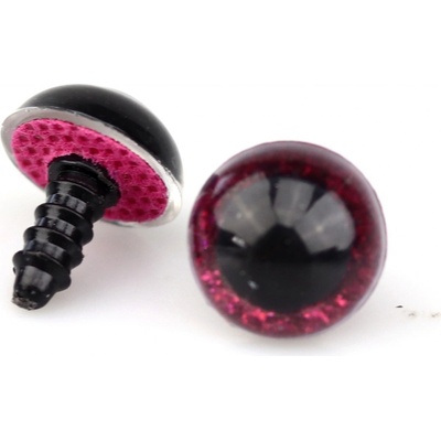 Pro Háčkování Oči bezpečnostní třpytivé tmavě růžové, 10 mm