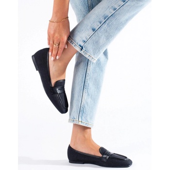 Jedinečné dámské černé mokasíny bez podpatku
