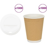 vidaXL Хартиени чаши за кафе с капачки 1000 бр. 12oz 300ml (3325225)