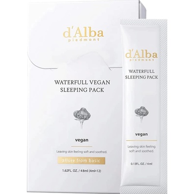 d'Alba - Waterfull Vegan Sleeping Pack - Hydratačná nočná maska na tvár - 12 x 4 ml